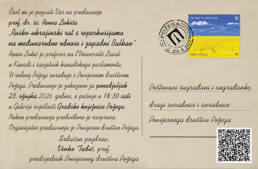 Predavanje prof. dr. sc. Renea Lukića u Požegi o rusko-ukrajinskom ratu i međunarodnim odnosima