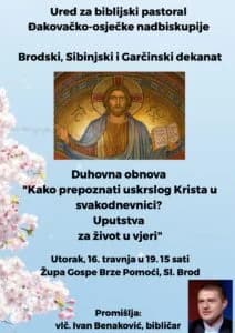 NAJAVA: Uskrsna duhovna obnova u Sl. Brodu