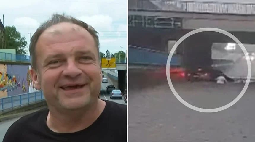 Ovo je heroj koji je iz potopljenog automobila spasio čovjeka: ʼFlop - tone, pa izroni. Kʼo amfibija!ʼʼ
