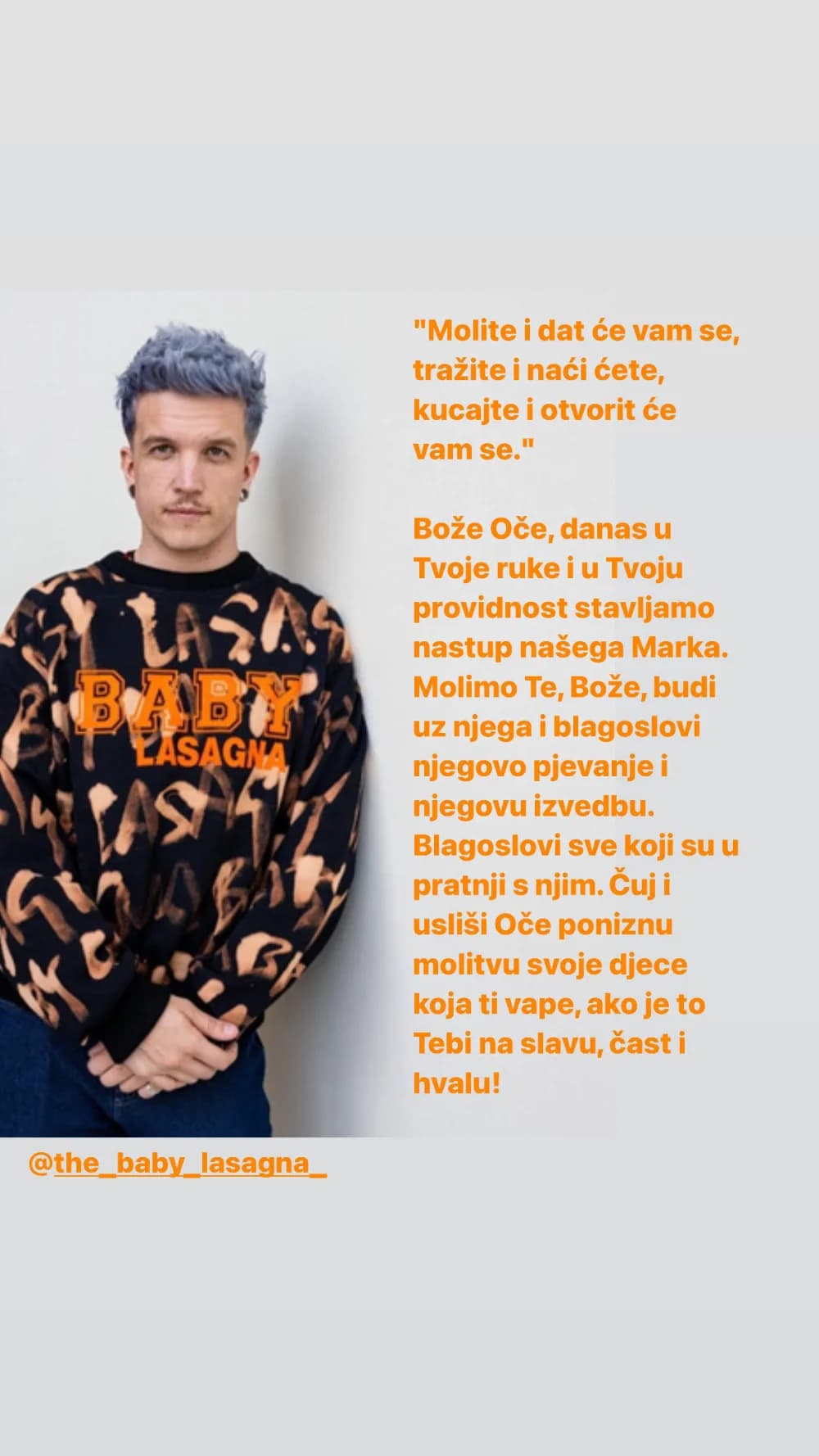 Gundinčani napisali molitvu za Baby Lasagnu: ʼČuj i usliši...ʼ