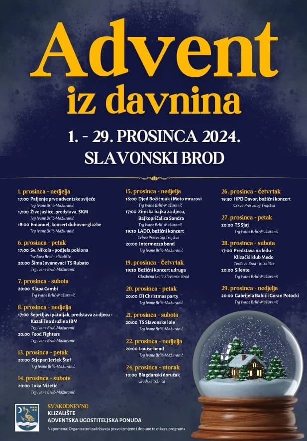 Advent u Slavonskom Brodu. Pogledajte što vas očekuje