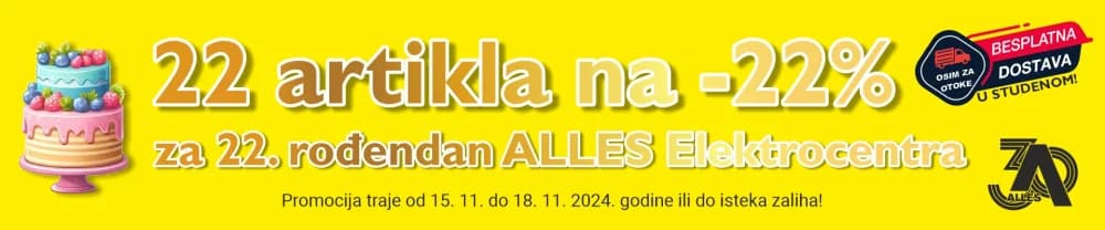 ALLES ELEKTROCENTAR slavi 22. rođendan uz POPUSTE: Iskoristite rođendanske akcije i produženi BLACK FRIDAY do kraja mjeseca!