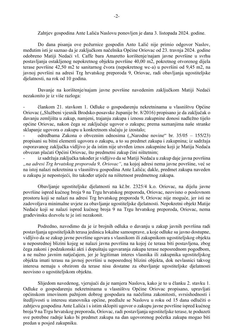 Nepotizam u Oriovcu: Kako je načelnik dodijelio javnu površinu svom nećaku?