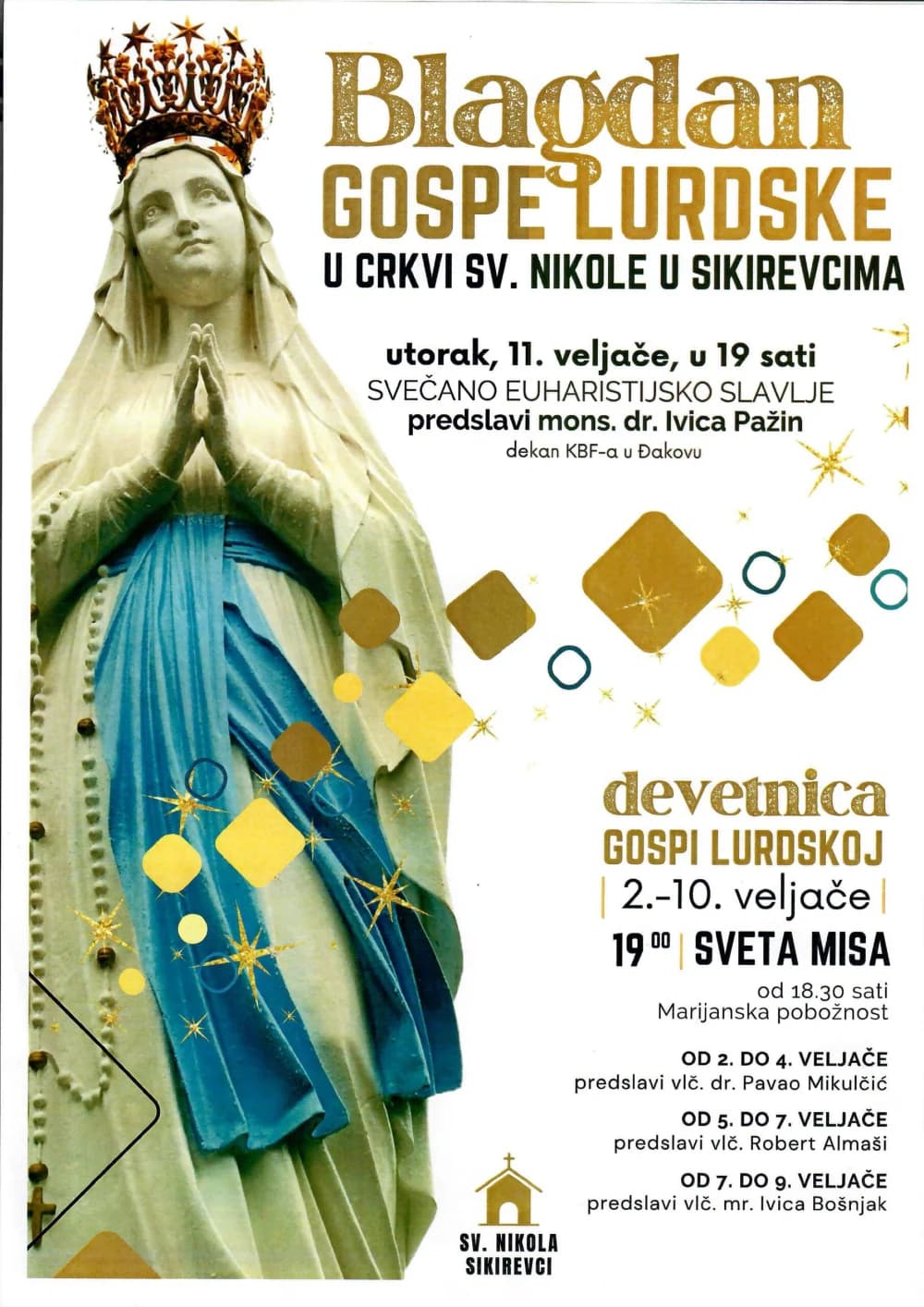 NAJAVA: Devetnica i proslava Gospe Lurdske u Sikirevcima