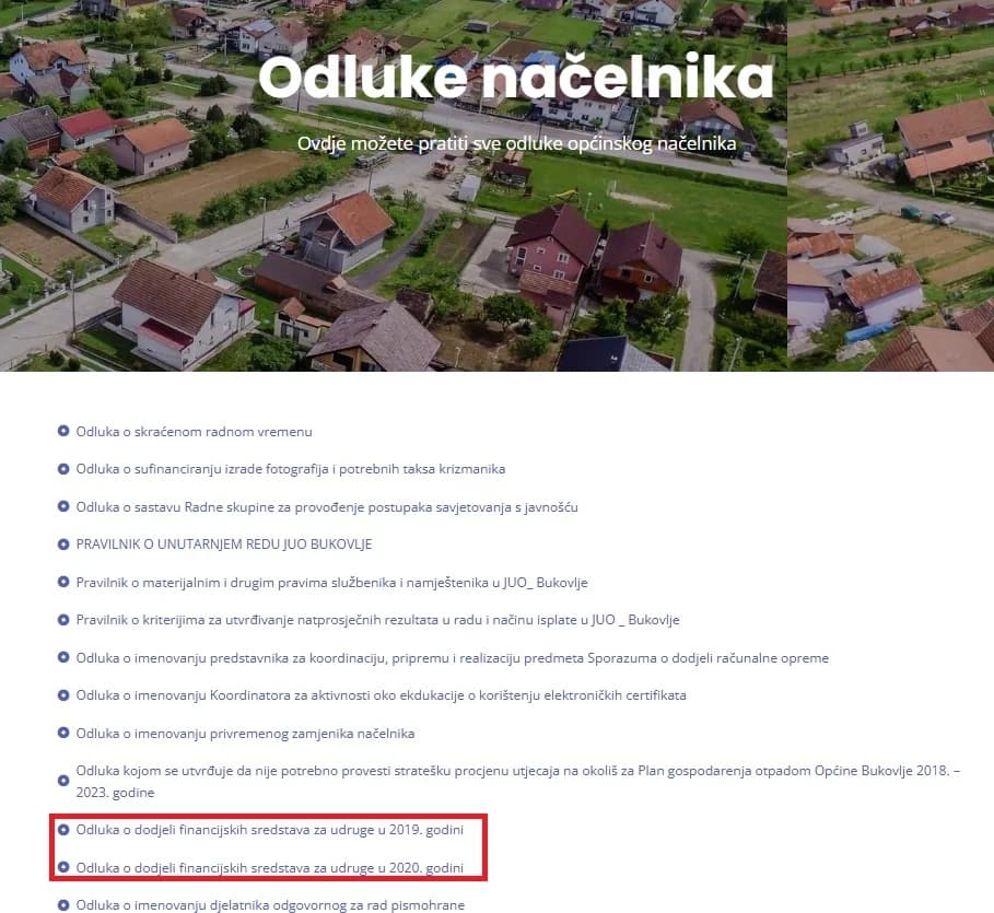 Još jedna afera u Općini Bukovlje – pokušava se skriti dodjela financijskih sredstva udrugama?