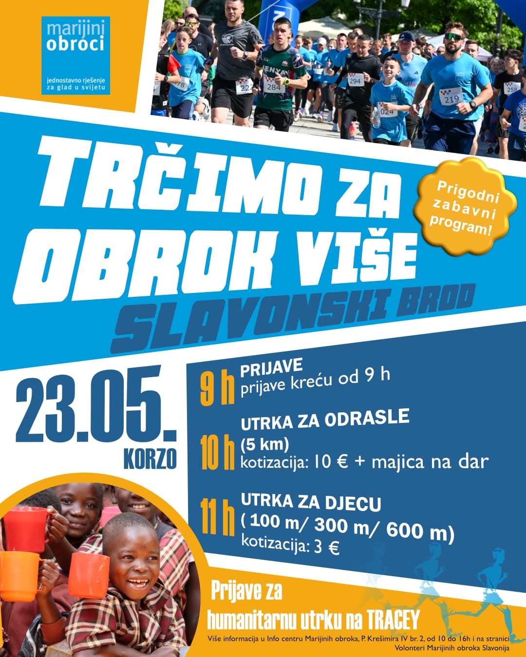 /NAJAVA/ Humanitarna utrka Marijinih obroka “Trčimo za obrok više” i proslava 10 godina volontiranja u Slavonskom Brodu