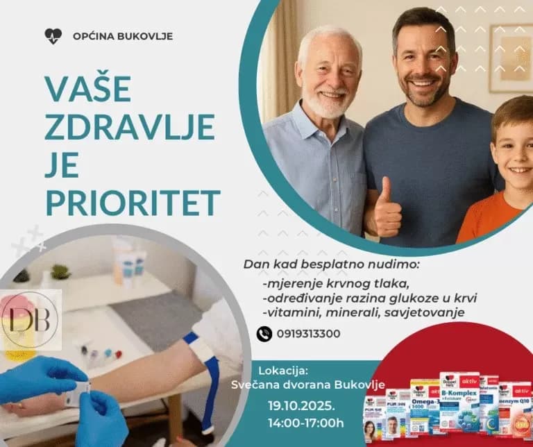 Zdravlje na dohvat ruke: Općina Bukovlje organizira besplatne zdravstvene preglede za sve mještane
